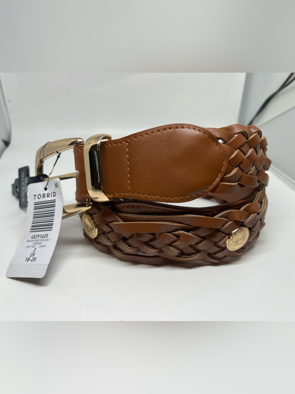 Torrid Women’s Faux Leather Brown Braided Weave Pattern Belt Size 2X 18-20 NWT
